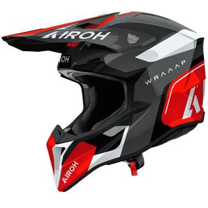 Casco da motocross Airoh Wraaap Conquer rosso lucido