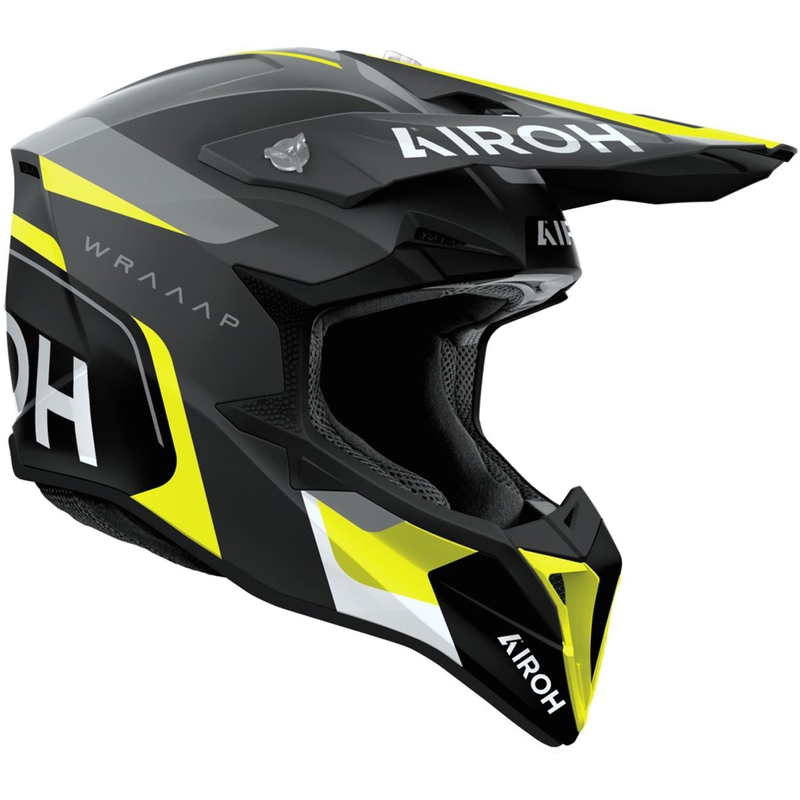 Casco da motocross Airoh Wraaap Conquer giallo opaco