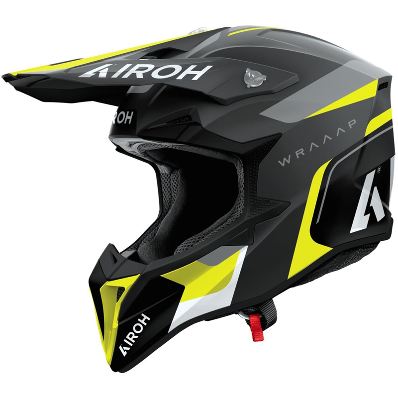 Casco da motocross Airoh Wraaap Conquer giallo opaco