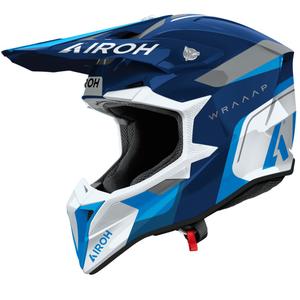 Casco da motocross Airoh Wraaap Conquer blu lucido