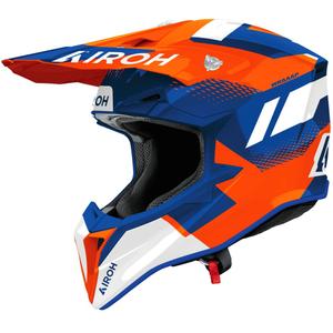 Casco da motocross Airoh Wraaap Vision arancione-blu lucido