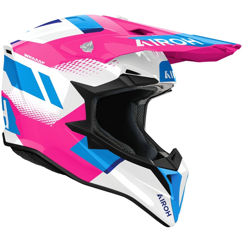 Casco da motocross Airoh Wraaap Vision rosa lucido