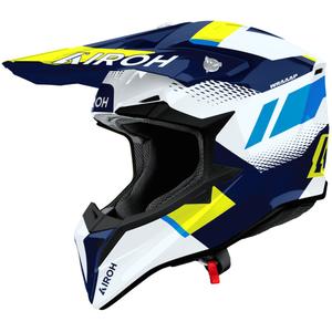 Casco da motocross Airoh Wraaap Vision giallo-blu lucido