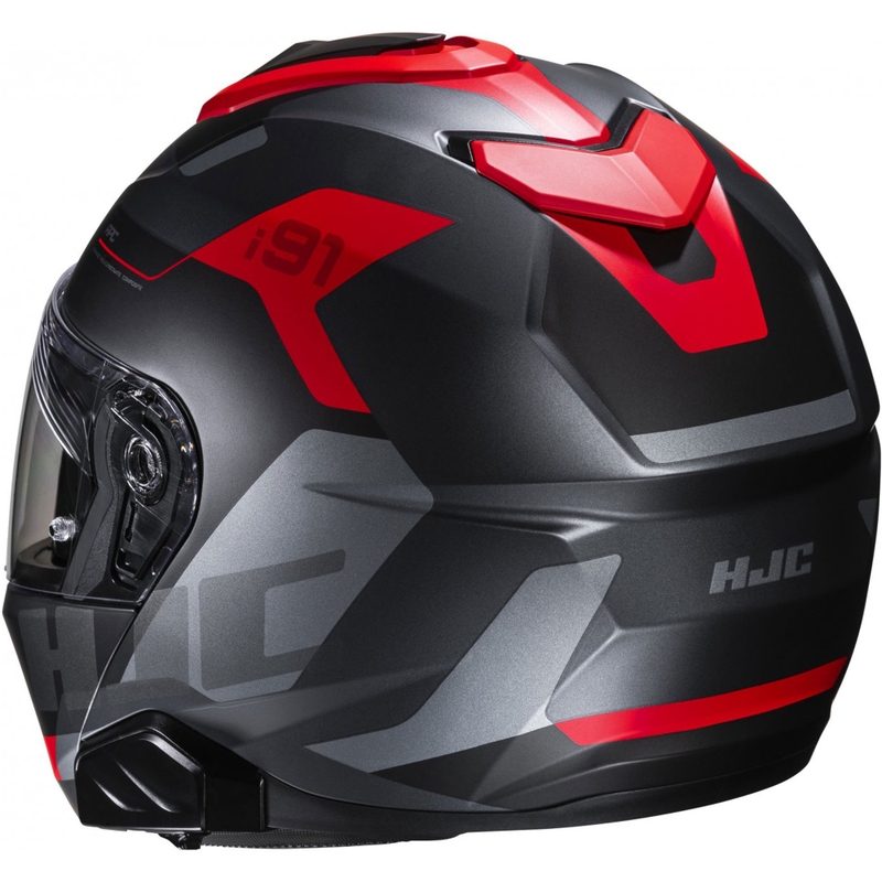 Casco da moto flip-up HJC i91 Carst nero-grigio-rosso
