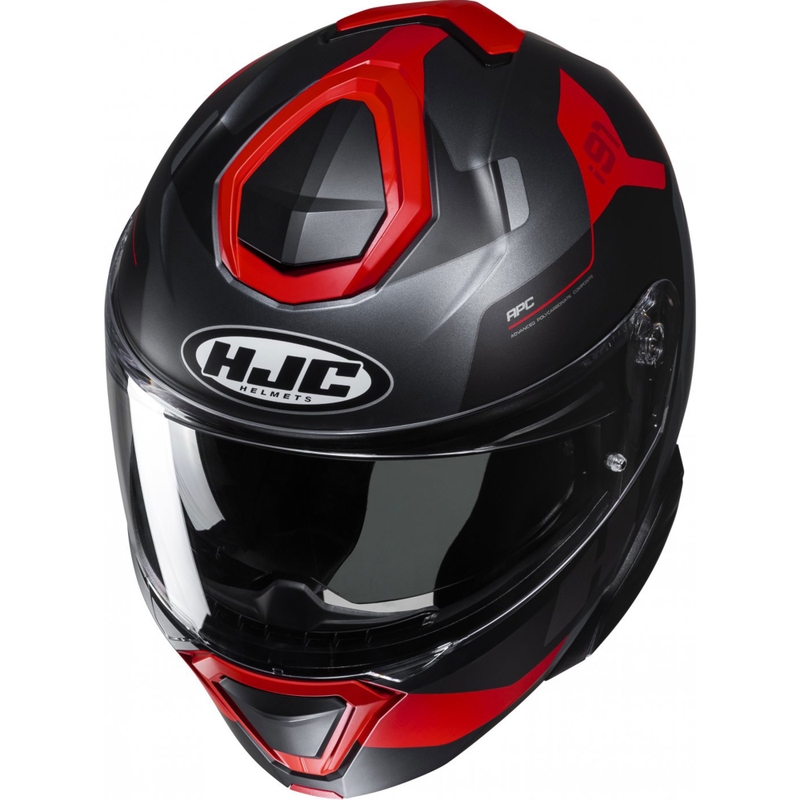 Casco da moto flip-up HJC i91 Carst nero-grigio-rosso