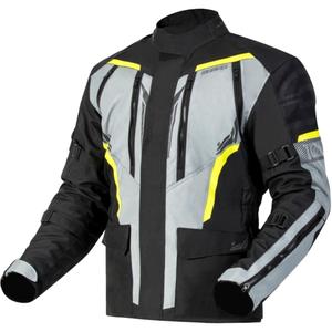 Giacca da moto Ozone Tour III nero-grigio-giallo fluo
