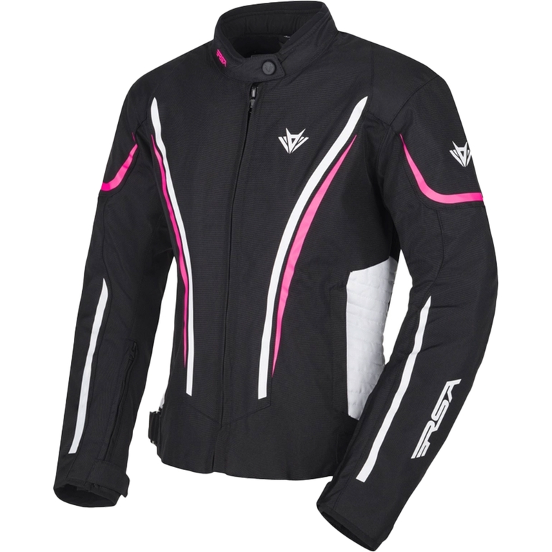 Giacca da motociclista da donna RSA Wasp, nera, rosa e bianca