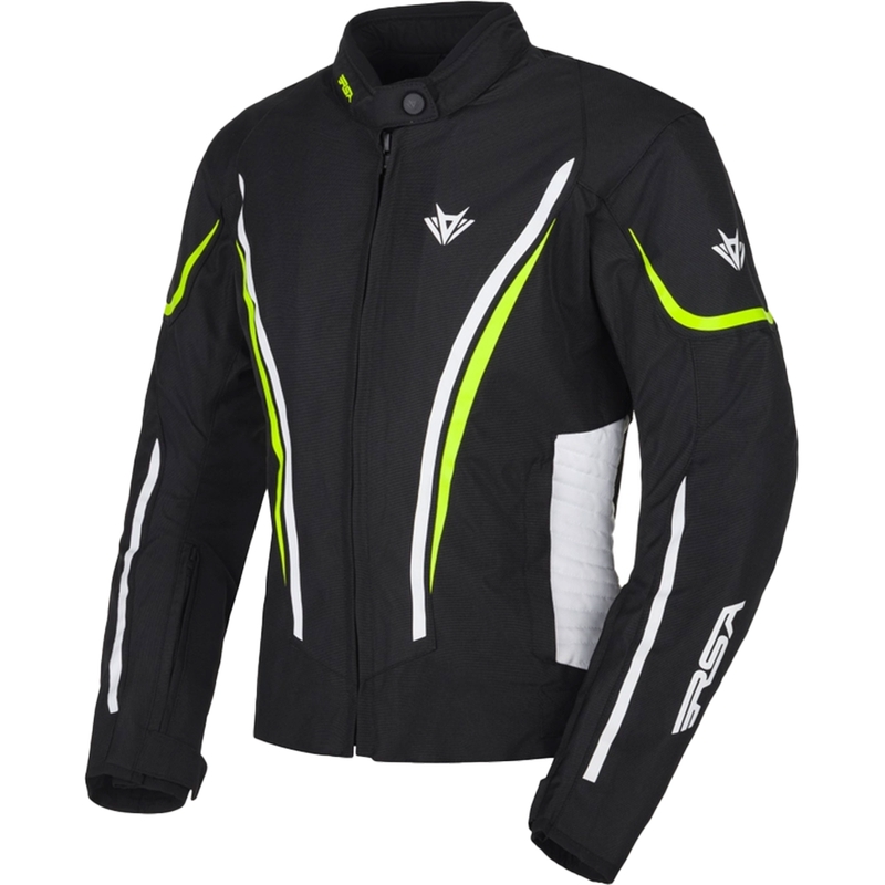 Giacca moto da donna RSA Wasp nero-bianco-giallo fluo