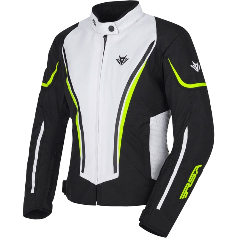Giacca da moto da donna RSA Wasp bianco-nero-giallo fluo