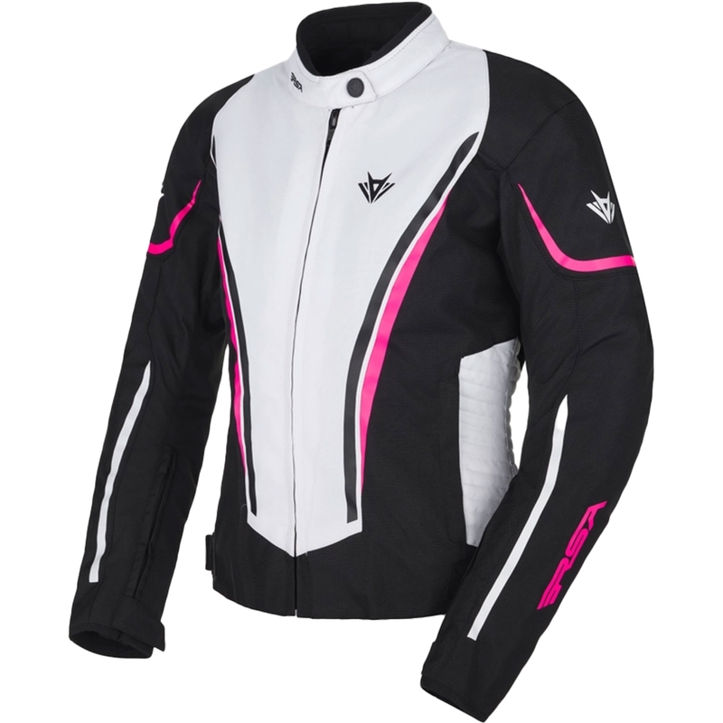 Giacca da motociclista da donna RSA Wasp bianco-nero-rosa