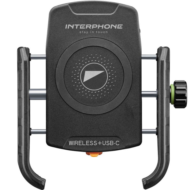 Supporto per telefono Interphone Crab con ricarica wireless e USB-C nero