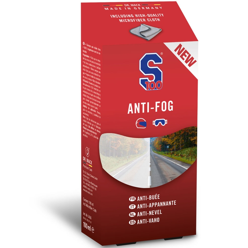 S100 Anti-Fog agente antiappannamento incluso panno in microfibra 100 ml