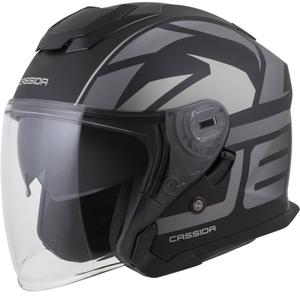 Casco da moto jet Cassida Jet Tech 2.0 RoTo nero opaco-grigio-bianco