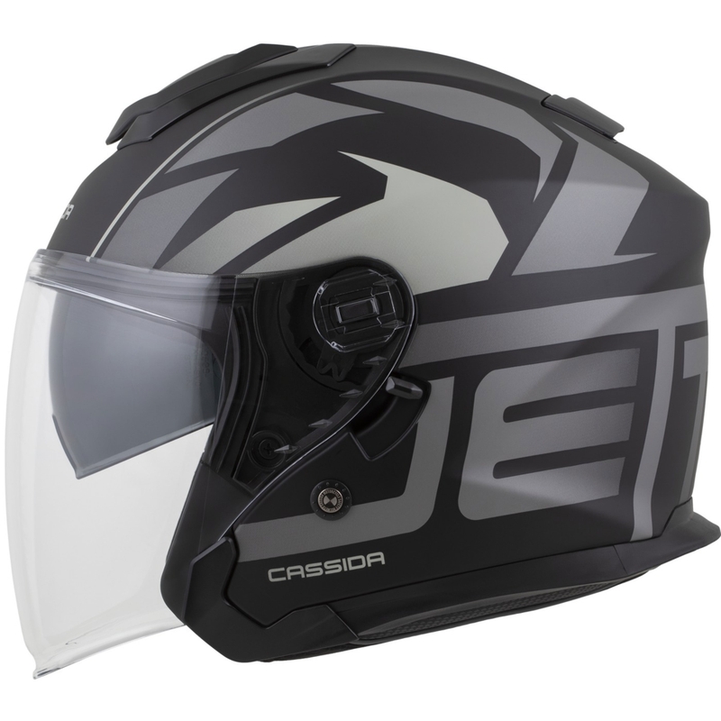 Casco da moto jet Cassida Jet Tech 2.0 RoTo nero opaco-grigio-bianco