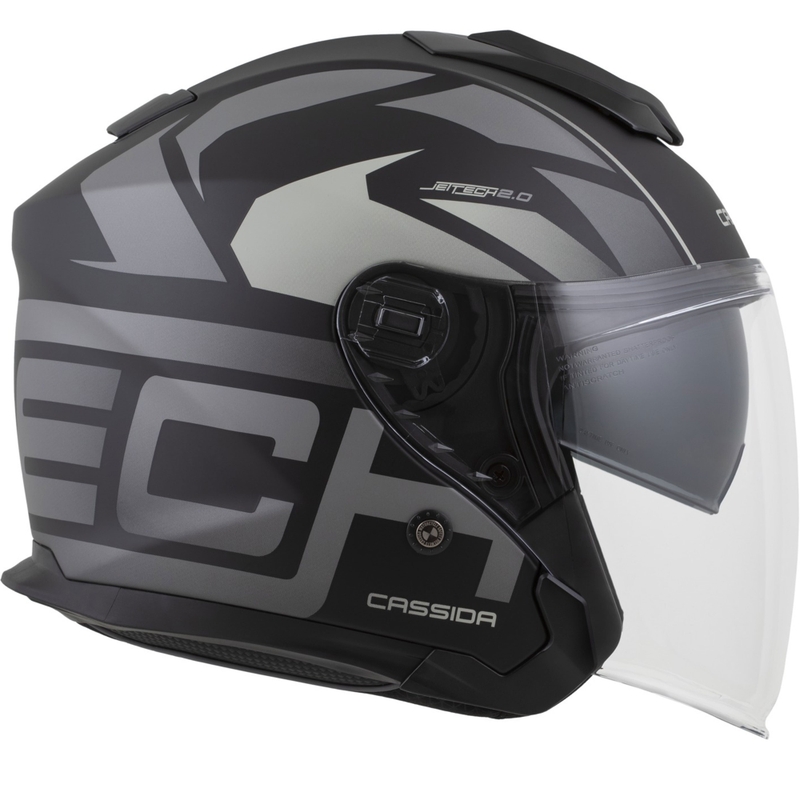 Casco da moto jet Cassida Jet Tech 2.0 RoTo nero opaco-grigio-bianco