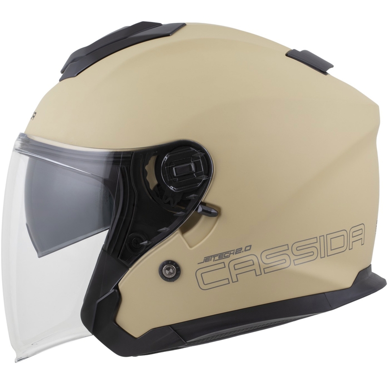 Casco da moto jet Cassida Jet Tech 2.0 RoTo, sabbia opaca, nero e grigio