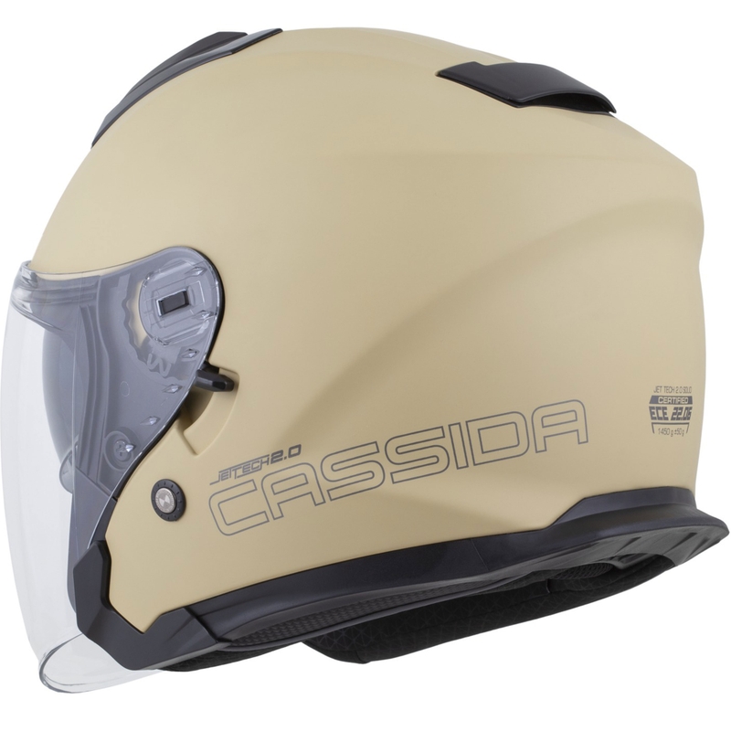 Casco da moto jet Cassida Jet Tech 2.0 RoTo, sabbia opaca, nero e grigio