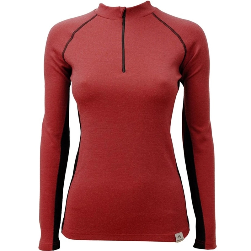 T-shirt termica da donna nanosilver® Uva con cerniera vino-nera