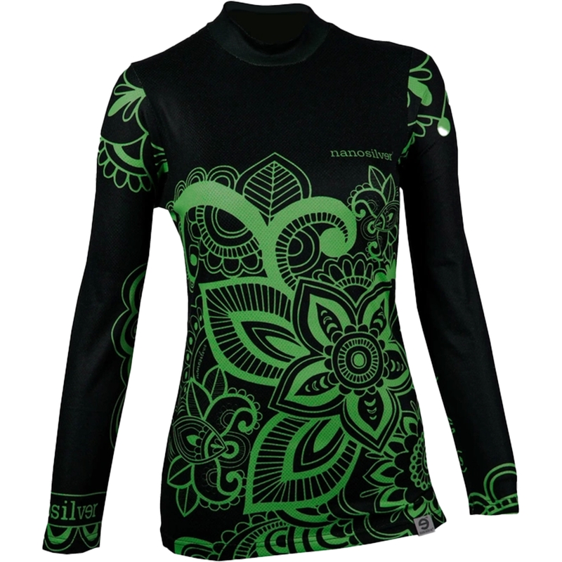 T-shirt termica donna nanosilver® Flower verde - manica lunga