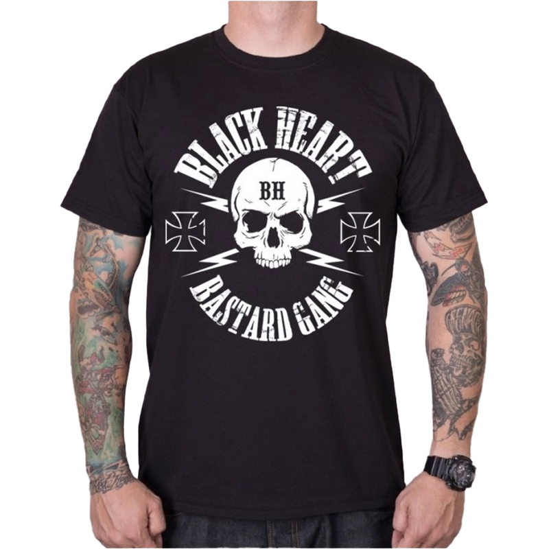 Maglietta da uomo Nero Heart Bastard Skull nero