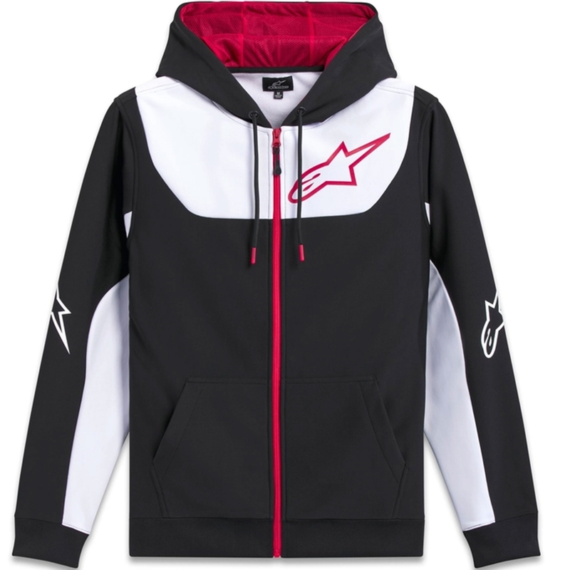 Felpa con cappuccio Alpinestars Sessions 3 nera-bianca-rossa