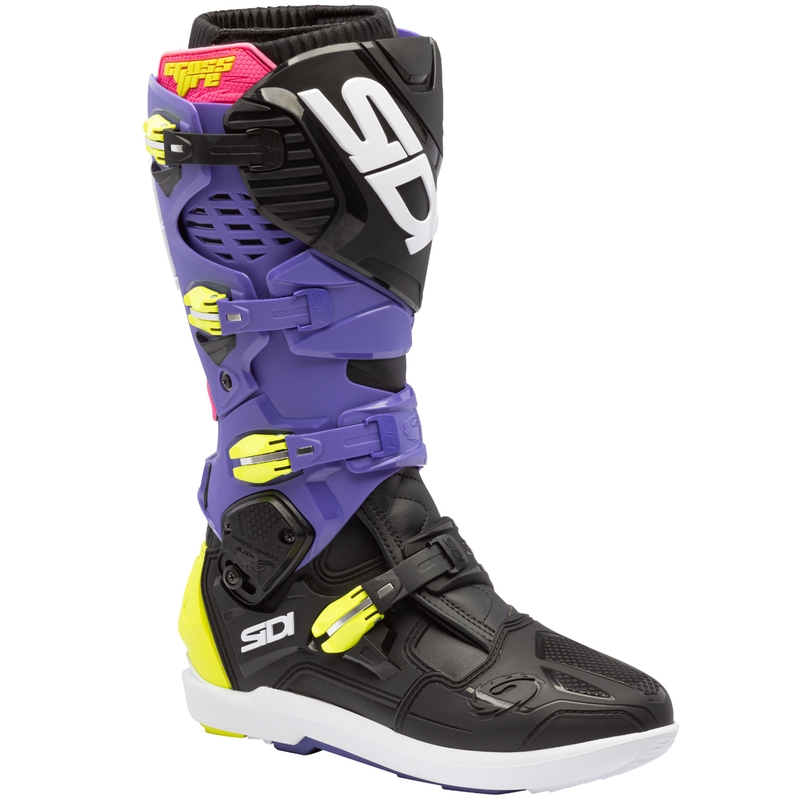Stivali da moto SiDi Crossfire 3 SRS viola-nero-giallo fluo