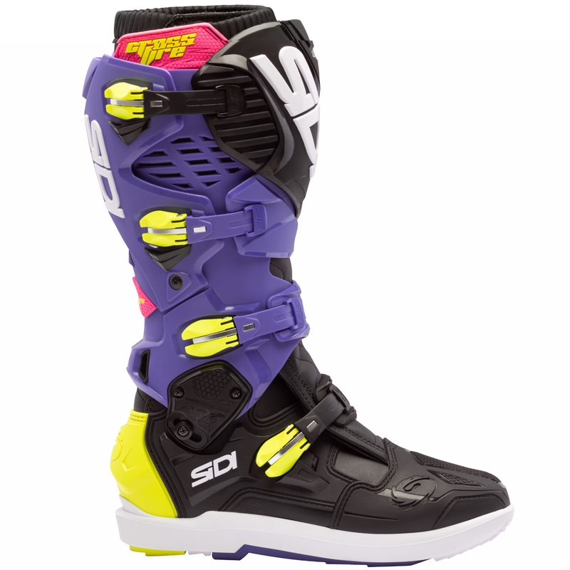 Stivali da moto SiDi Crossfire 3 SRS viola-nero-giallo fluo
