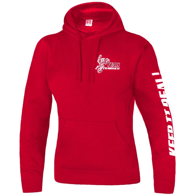 Felpa da donna con cappuccio Catch me if you can rosso Saldi