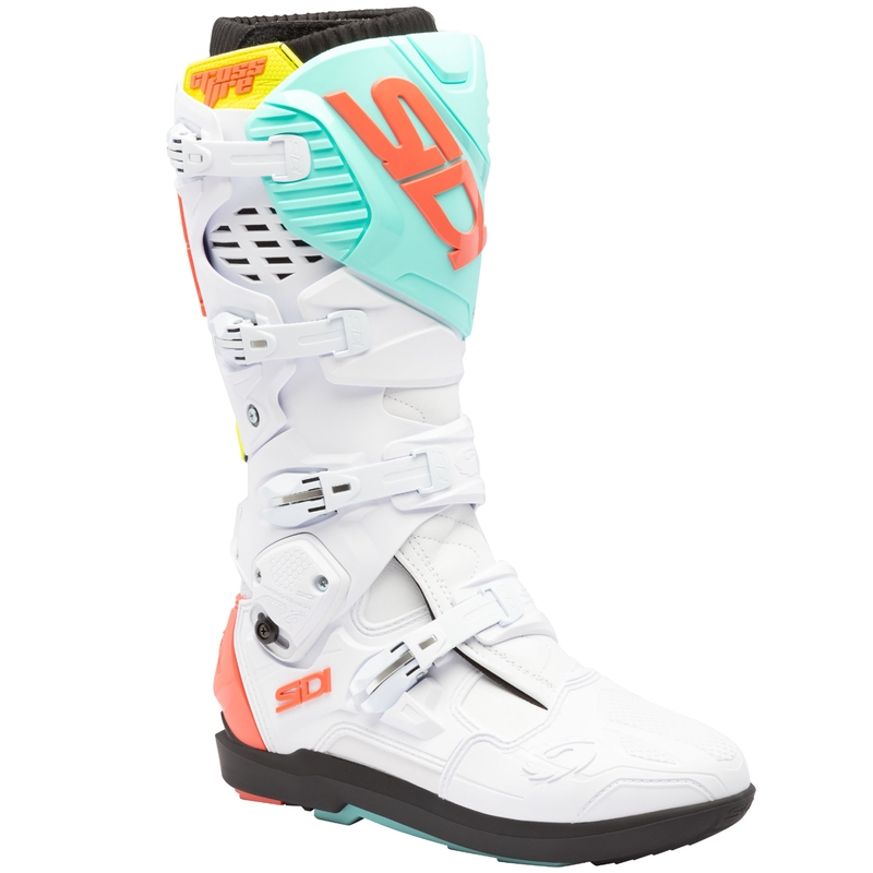 Stivali da moto SiDi Crossfire 3 SRS bianco-fluo menta-fluo corallo