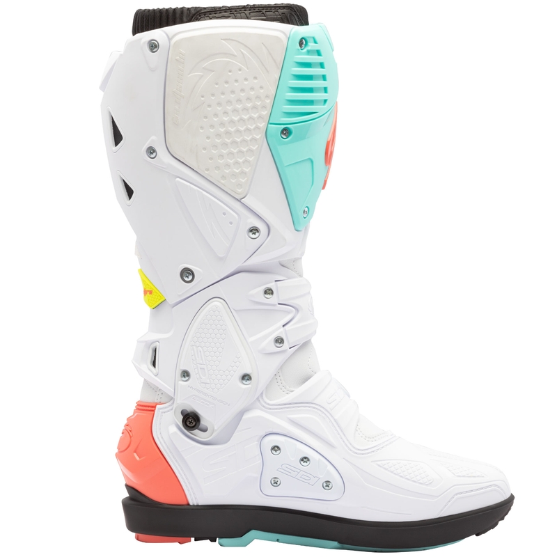 Stivali da moto SiDi Crossfire 3 SRS bianco-fluo menta-fluo corallo