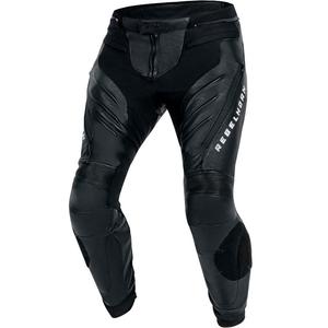 Pantaloni da moto in pelle Rebelhorn Veloce neri-bianchi