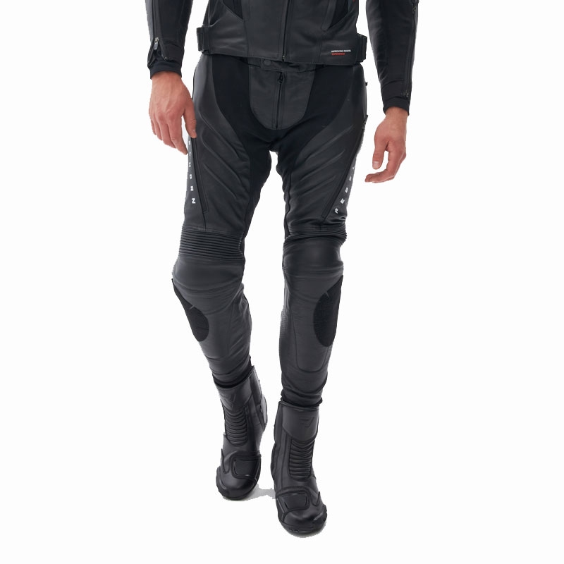 Pantaloni da moto in pelle Rebelhorn Veloce neri-bianchi