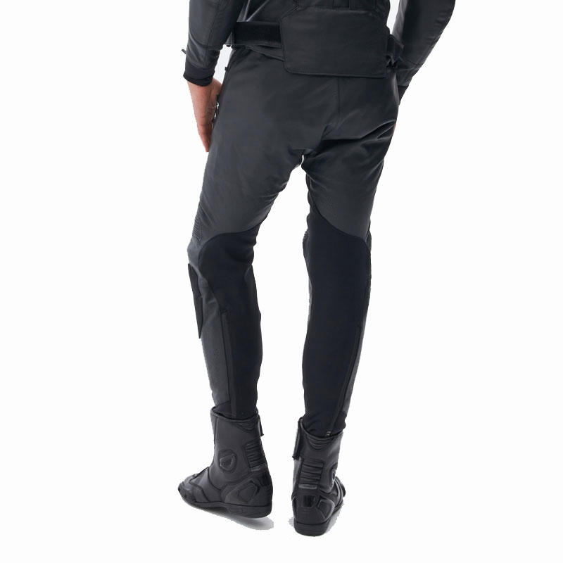Pantaloni da moto in pelle Rebelhorn Veloce neri-bianchi