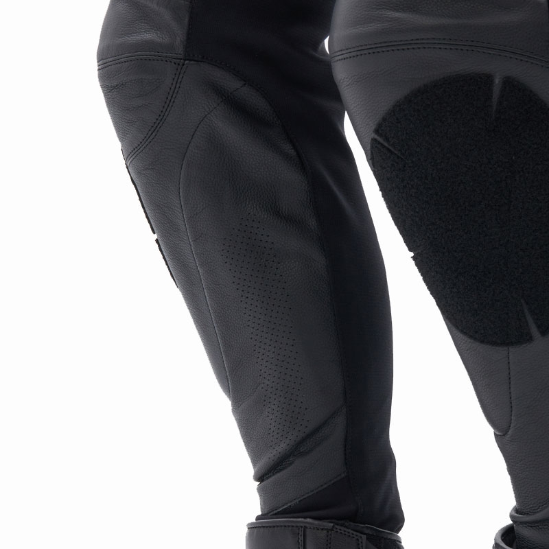 Pantaloni da moto in pelle Rebelhorn Veloce neri-bianchi