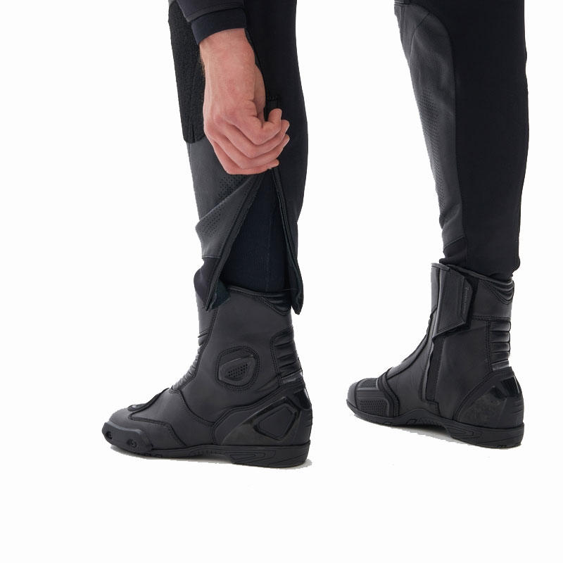 Pantaloni da moto in pelle Rebelhorn Veloce neri-bianchi