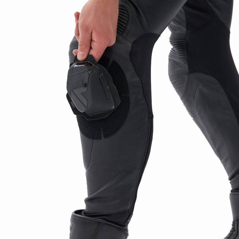 Pantaloni da moto in pelle Rebelhorn Veloce neri-bianchi