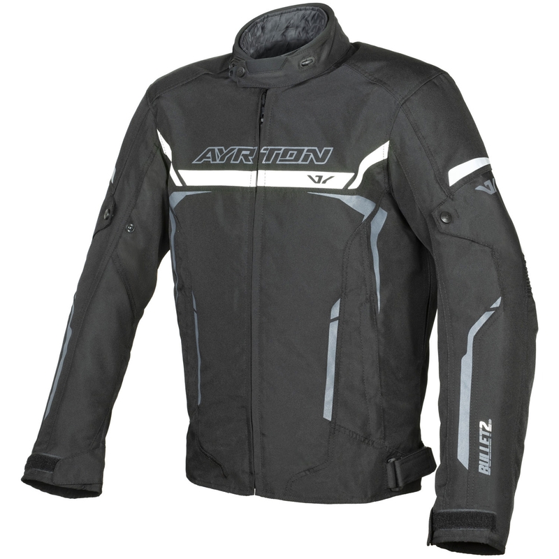 Giacca da motociclista Ayrton Bullet II nera-bianca-grigia