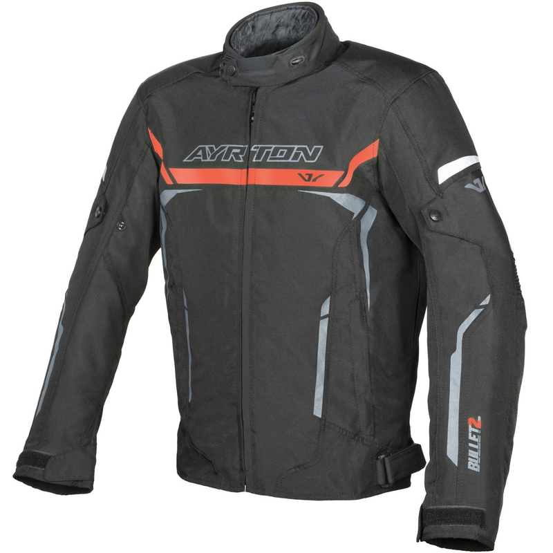 Giacca da moto Ayrton Bullet II nera-rossa-grigia