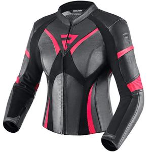 Giacca da moto da donna Rebelhorn Rebel nero-rosa fluo