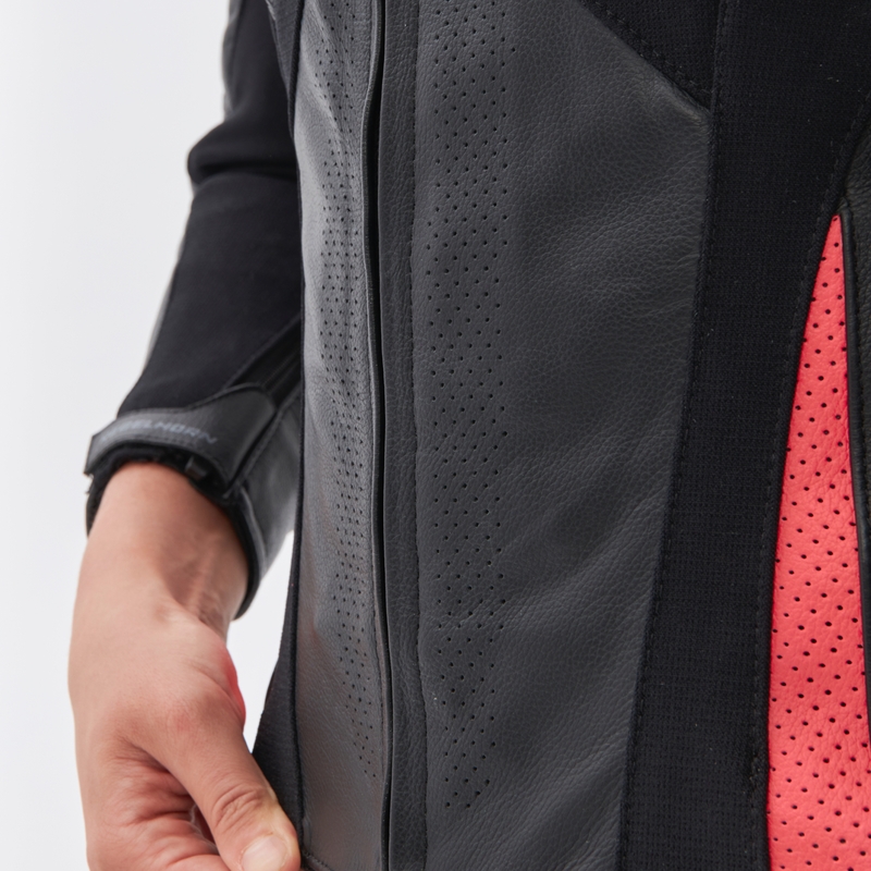 Giacca da moto da donna Rebelhorn Rebel nero-rosa fluo