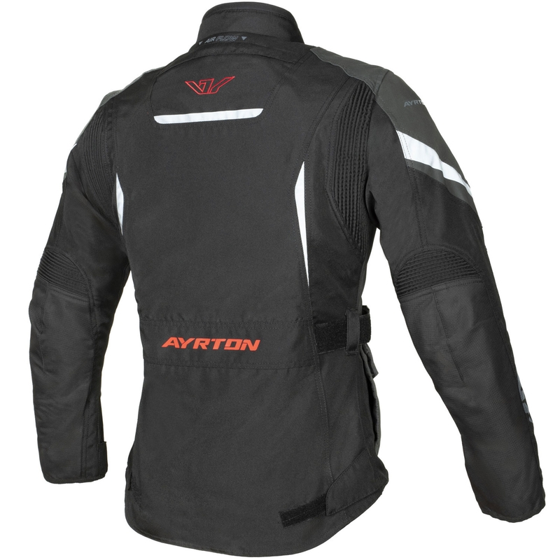 Giacca da moto da donna Ayrton Teressa II nero-grigio-rosso fluo