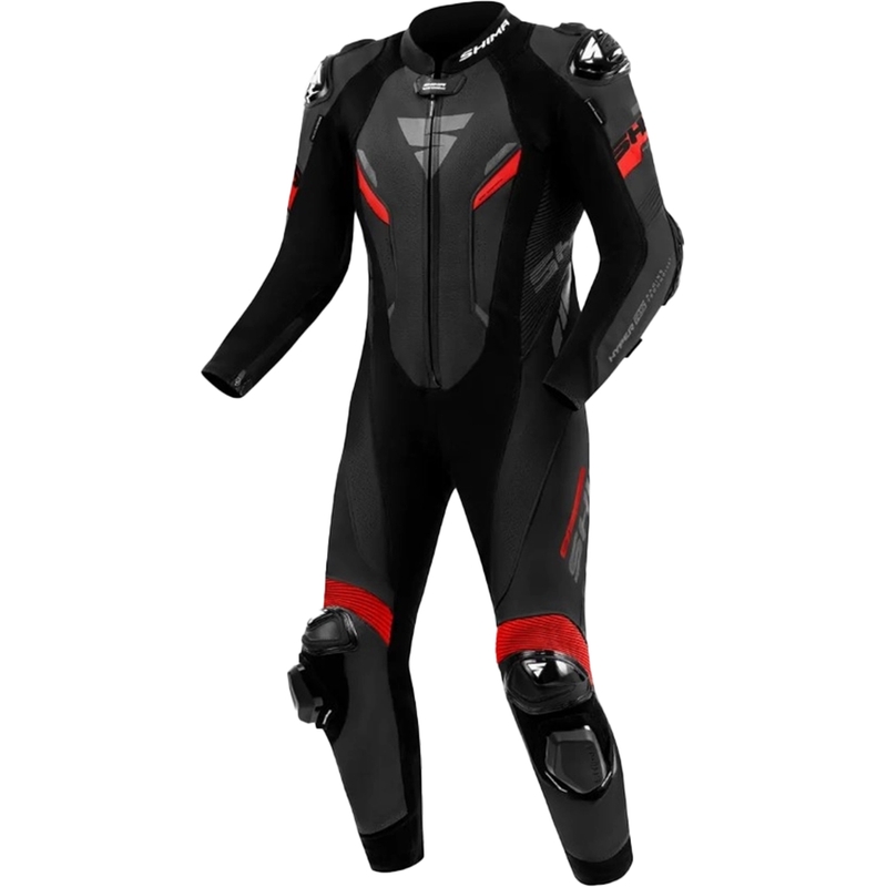 Tuta da moto Shima Hyper-RS in pelle nera e rossa