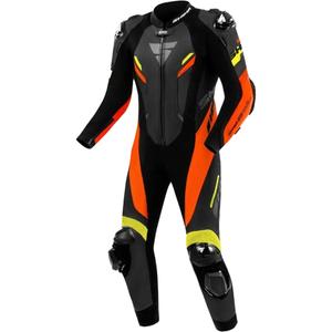 Tuta da moto in pelle Shima Hyper-RS nero-arancio-giallo fluo