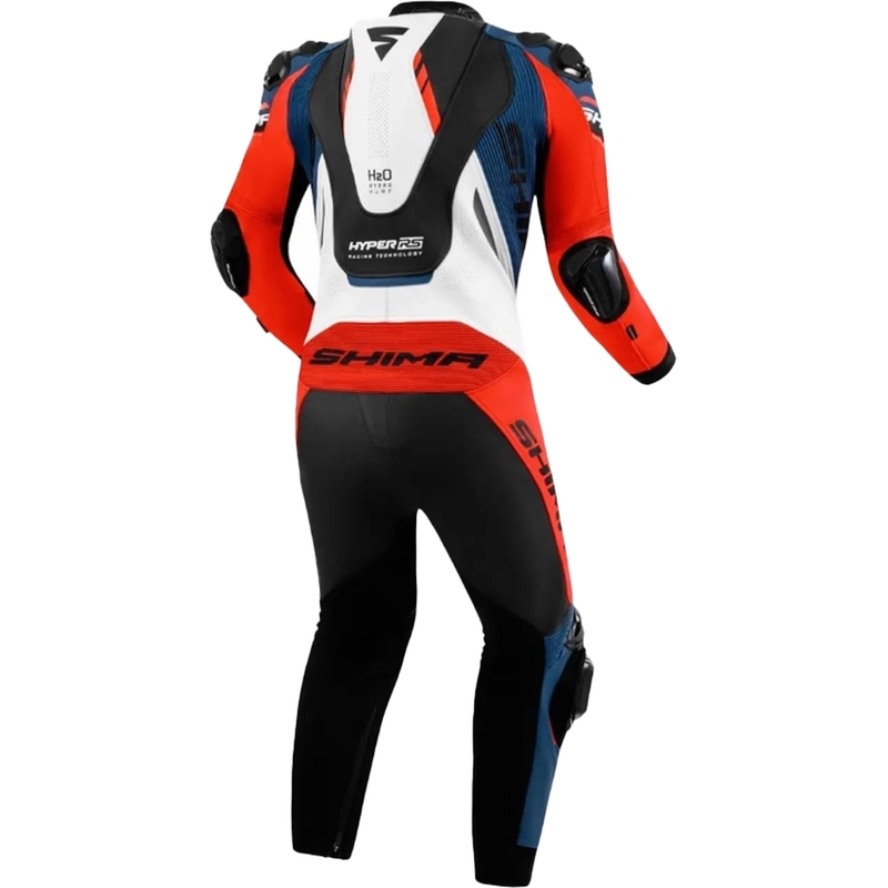 Tuta da moto in pelle Shima Hyper-RS Nero-Rosso-Blu-Bianco