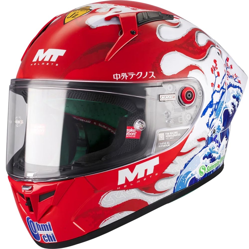 Casco integrale da moto KRE + S Yamanaka A5 rosso-bianco