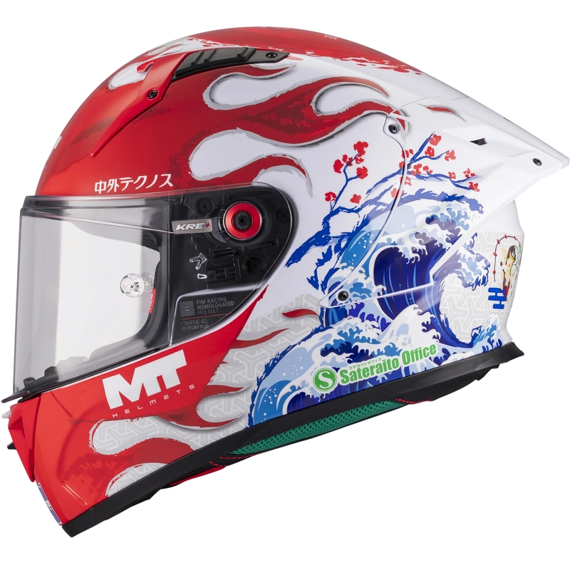 Casco integrale da moto KRE + S Yamanaka A5 rosso-bianco