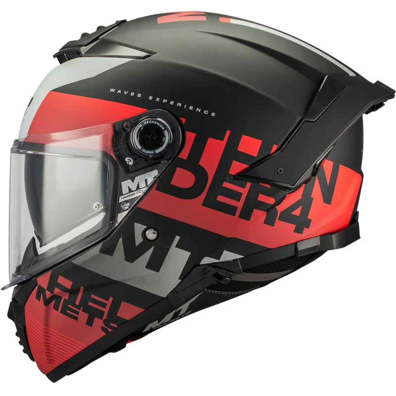 Casco integrale da moto MT Thunder 4 SV Waves B5 nero opaco-rosso