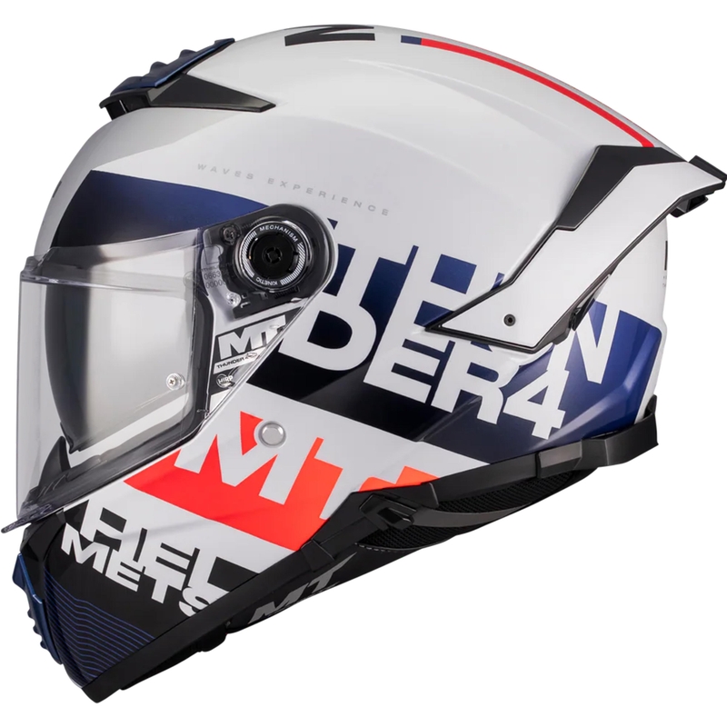 Casco integrale da moto MT Thunder 4 SV Waves A17 bianco-blu-rosso