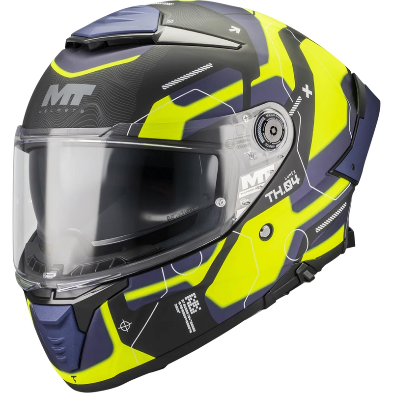 Casco integrale da moto MT Thunder 4 SV Lumex B27 nero-blu-giallo fluo