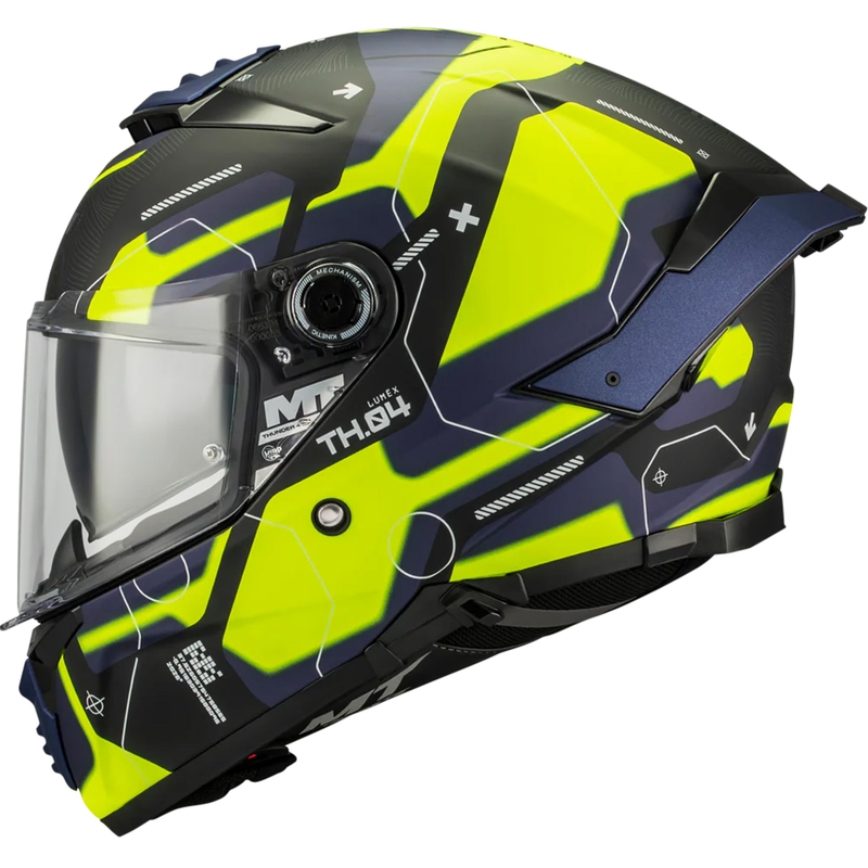Casco integrale da moto MT Thunder 4 SV Lumex B27 nero-blu-giallo fluo
